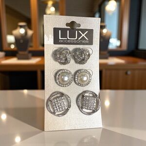 Lux Silver Stud Earrings Set